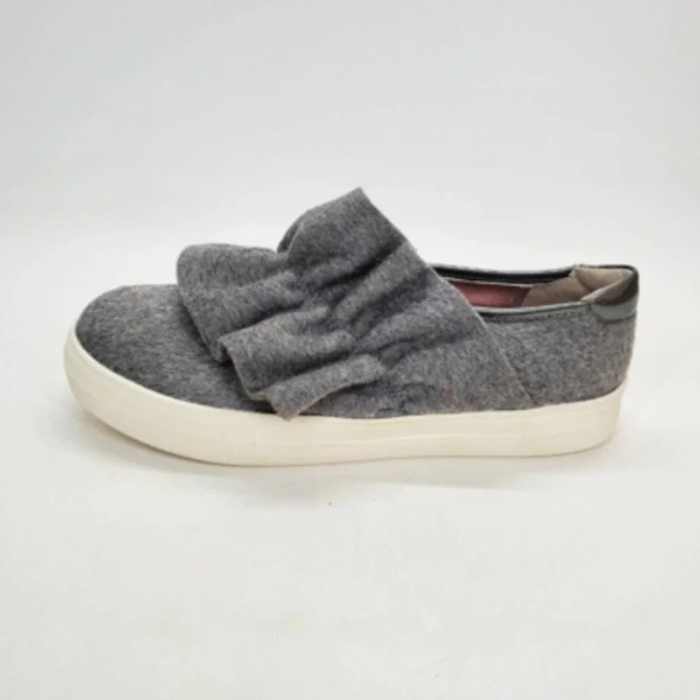 Nina Shoes Womens Ivani Sneakers Gray Heathered Ruffle Low Top Round Toe 6